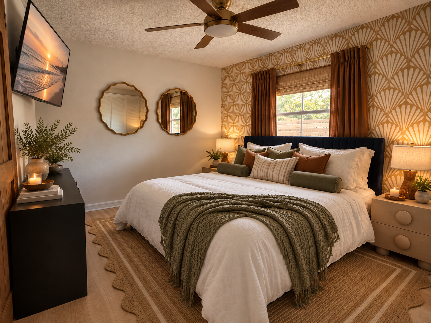 Coastal boho bedroom retreat at Dream Come True in Bradenton, Florida