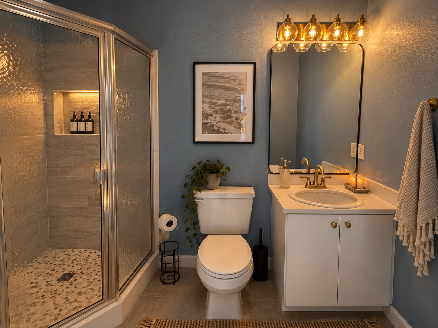 Cozy modern bathroom retreat at Dream Come True in Bradenton, Florida
