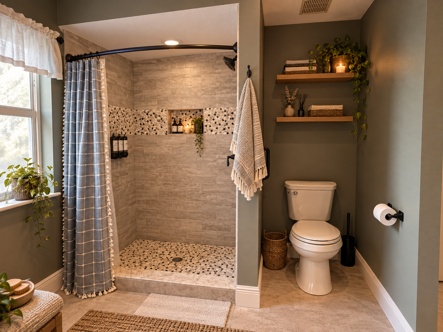 Cozy warm toned spa bathroom at Dream Come True in Bradenton, Florida