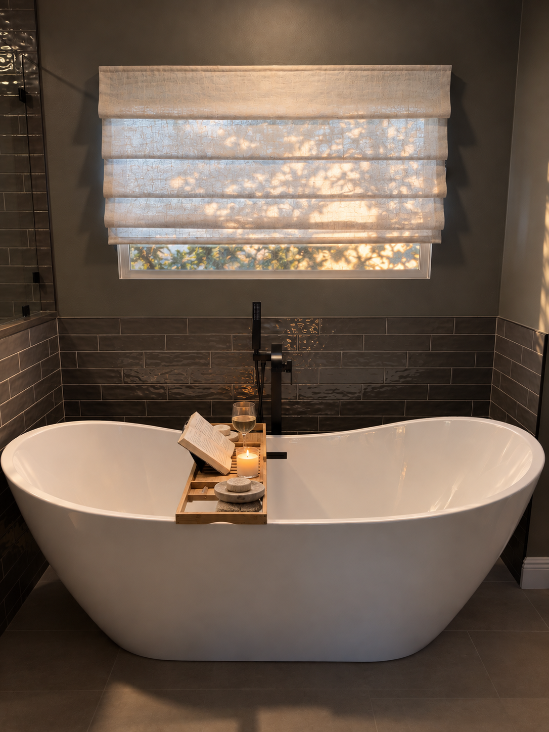 Cozy candlelit spa bathroom at Dream Come True in Bradenton, Florida