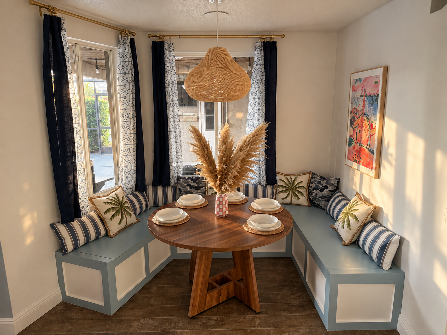 Sunlit coastal breakfast nook at Dream Come True in Bradenton, Florida