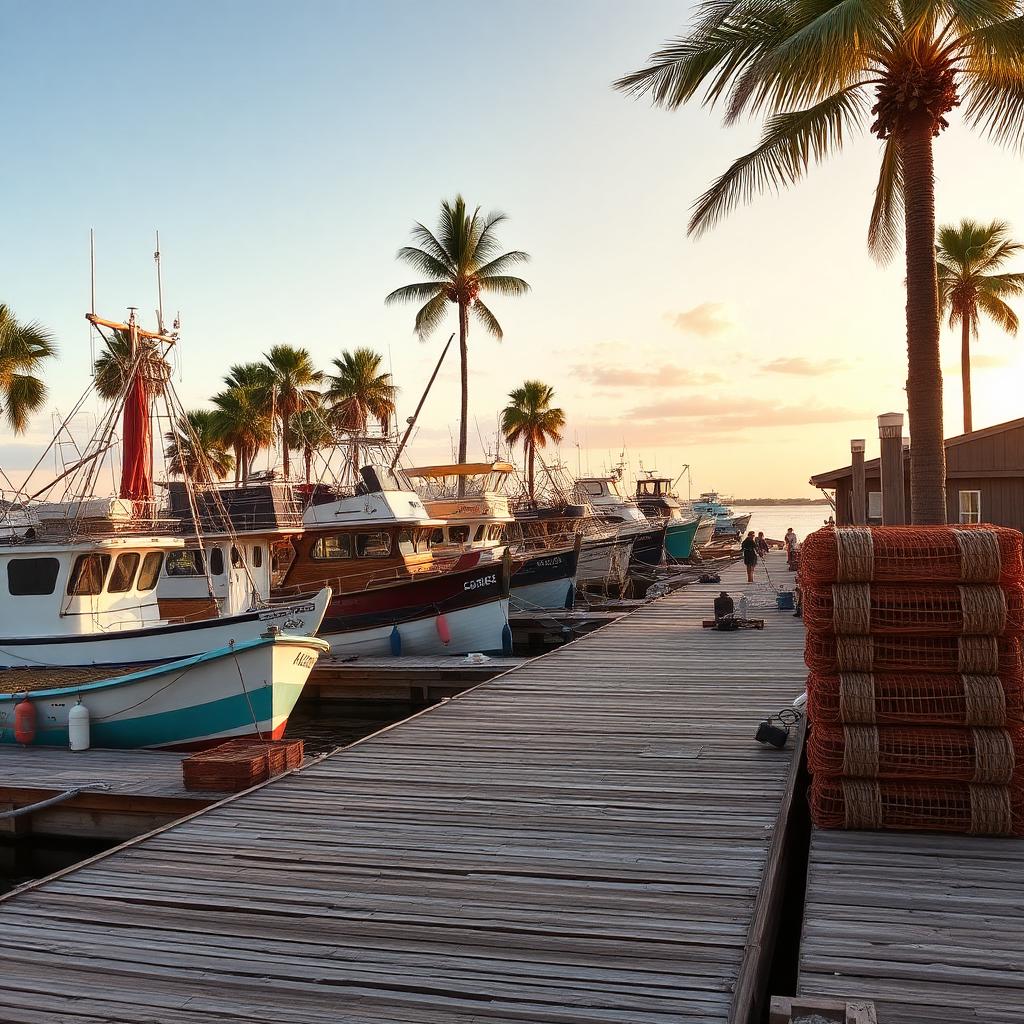 Historic Cortez fishing village docks near Bradenton, FL
